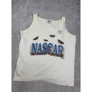 Vtg Nascar Shirt Mens Large White Tank Top Spell Out Butter Fly‎ Nature 90s